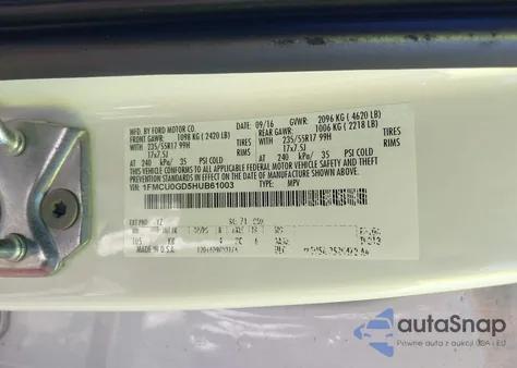 2017 Ford Escape Se из США, поврежденный, VIN 1FMCU0GD5HUB61003